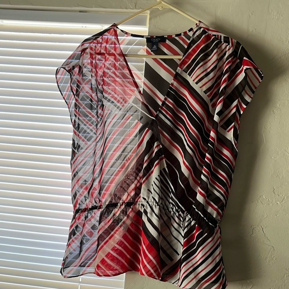 Chaps Blouse size XL Red, Black, White